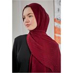 Scarf Şeffaf Simli Krinkıl Şifon Şal - Bordo -