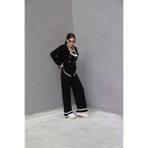 Scbutik SC01 Kadın Siyah 2 Oversize Kruvaze Hırka Pantolon Takım Akrilik Triko