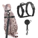 SCENEREAL AirTag Tutuculu Kedi Koşum Takımı ve Tasma Seti, Küçük Büyük Kediler için Ayarlanabilir Yavru Kedi Koşum Takımı, Hafif Yumuşak Yürüyüş Seyahat Koşum, Siyah
