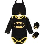 Scentu Sevimli Batman Yenidoğan Bebek Erkek Bebek Tulum + Ayakkabı + Şapka 3 Adet Kıyafet Giyim Seti (Yurt Dışından) - Renkli