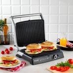 Schafer 2000W Granit Kaplama Yanmaz Yapışmaz Döküm Plakalı Güçlü Tost Makinesi 6 Dilim Kapasiteli Çift Taraflı Izgara Yapabilen Ev Tipi - Siyah
