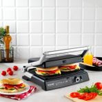 Schafer 2000W Izgara Özellikli Tost Makinesi, Çıkarılabilir Plakalı ve Yağ Toplama Hazneli, 6 Dilim Tost Kapasiteli - Siyah