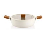 Schafer 30 cm Krem Ceramoni Seramik Basık Tencere