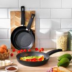Schafer Black Stone 3 lü Tava Seti 18 Cm+22 Cm+26 Cm-Siyah