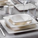 Schafer Glamor Pure 60 Parça 12 Kişilik Yaldızlı Porselen Yemek Takımı Gri Renk