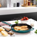 Schafer Guss Chef Döküm Yuvarlak 28 cm Turkuaz Grill Tava