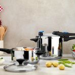 Schafer Gusto 2’li Düdüklü Tencere Seti 5 + 7 L (4 Parça) – Inox - 5 - 7 L Set - Siyah