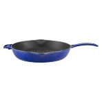 Schafer Lava Döküm Yuvarlak Izgara Tavası Döküm Demir Yekpare Saplı Premium Serisi. Çap(ø)28cm. Mavi