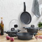 Schafer New Stark 7 Parça Derin Tencere Seti Antrasit Granit Kaplama 26 cm Ebatlar