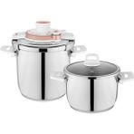 Schafer Optima Düdüklü Tencere Seti 4 + 6,5 lt Paslanmaz Çelik Beyaz/Rose Gold - 4 - 6,5 L Set