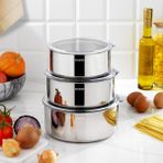 Schafer Practi Xl 3 Lü Çelik Saklama Kabı (16/18/20 Cm) 6 Parça-Inox - 1,5 lt