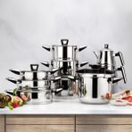 Schafer Premium Çelik Tencere Seti 18 Parça Inox Ergonomik Saplı ve Kolay Temizlenebilir