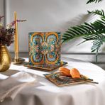 Schafer Print Kare Pasta Seti 4 Parça-Yeşil - PASTA SERVİS SETİ