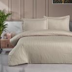 Schafer Shine Çizgili Pamuk Saten Çift Kişilik Nevresim Takımı-4 Parça - Bej - 200 x 220 cm