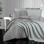 Schafer Soho Çift Kişilik Yatak Örtüsü & Nevresim Set 7 Parça Gri - 200 x 220 cm