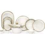 Schafer Tılsım Jade Yemek Takımı 60 Parça 12 Kişilik Yeşil Bone China Desenli