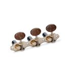 Schaller GrandTune Classic Hauser Klasik Gitar Burguları, Classical Guitar Tuners, Open Gear, 1:18 Gear Ratio, Nickel Finish, Snakewood Buttons, Black String Rollers, 3L/3R Set