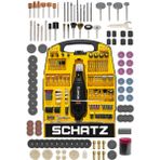 Schatz 302 Parça Devir Ayarlı 125 W Hobi Kalıpçı Gravür Seti El Motoru Mini Taşlama Seti Sarı
