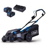 Scheppach Akülü çim biçme makinesi BC-MP380-X 20V fırçasız akülü çim biçme makinesi | 38 cm kesme genişliği | 450 – 500 m2 için | 25 – 75 mm kesme yüksekliği ayarı | 45 l sepet | 20 V-IXES serisi | 2