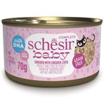 Schesir 70 gr Baby Tavuklu ve Tavuk Karaciğerli Et Suyunda Yavru Kedi Konservesi