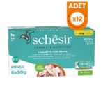 Schesir Tam ve Dengeli Jöle İçinde Ton Balıklı ve Çipuralı Yetişkin Konserve Kedi Maması - 6x50 Gr 12 Adet