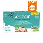 Schesir Tam ve Dengeli Jöle İçinde Ton Balıklı ve Çipuralı Yetişkin Konserve Kedi Maması - 6x50 Gr 24 Adet