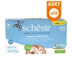 Schesir Tam ve Dengeli Jöle İçinde Ton Balıklı ve Levrekli Yetişkin Konserve Kedi Maması - 6x50 Gr 12 Adet