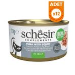 Schesir Tamamlayıcı Jöle İçinde Ton Balıklı ve Kalamarlı Yetişkin Konserve Kedi Maması - 70 Gr 12 Adet