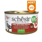 Schesir Tamamlayıcı Jöle İçinde Ton ve Barbun Balıklı Yetişkin Konserve Kedi Maması - 70 Gr 12 Adet