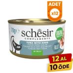 Schesir Tamamlayıcı Jöle İçinde Ton ve Berlam Balıklı Yetişkin Konserve Kedi Maması - 70 Gr 12 Adet