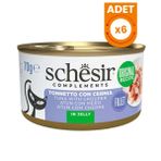 Schesir Tamamlayıcı Jöle İçinde Ton ve Orfoz Balıklı Yetişkin Konserve Kedi Maması - 70 Gr 6 Adet