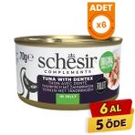 Schesir Tamamlayıcı Jöle İçinde Ton ve Sinarit Balıklı Yetişkin Konserve Kedi Maması - 70 Gr 6 Adet