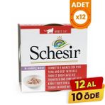 Schesir Ton Balık ve Sığır Etli Naturel Konserve Kedi Maması - 12 Adet 85 Gr