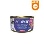 Schesir Ton Balık ve Sığır Etli Naturel Konserve Kedi Maması - 24 Adet 85 Gr