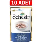 Schesir Ton Balıklı ve Levrekli Jelly Pouch Kedi Yaş Maması 85GR 10ADET Kedi Konserve Islak Mama