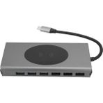 Schitec 15IN1 Hub Kablosuz Şarj/type-C To 4K Hdmı/usba 3.0/tf SD/VGA/3.5MM/AUX/PD/RJ45 Gigabit Ethernet Dönüştürücü Adaptör - Gri