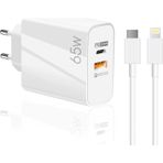 Schitec 65W Usba Pd33w Quick Charger 3.0 Type-C To Lightning 3M Kablolu Hizli Sarj Aleti Set