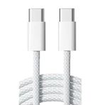 Schitec 6A 60W Apple Iphone 15 Ve Uzeri Uyumlu Type-C To Type-C Orgulu Hizli Data Ve Sarj Kablosu Beyaz