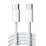 ScHitec Schitec 6a 66w Apple İphone 15 Uyumlu Type-c To Type-c Örgülü Hızlı Data Ve Şarj Kablosu Beyaz