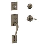 SCHLAGE Addison Tek Silindirli Kulp ve Sol El Vurgu Kolu, Antik Kalay (F60 ADD 620 Acc LH)