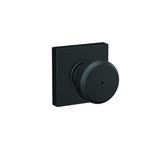 Schlage F40 BWE 622 COL Bowery Topuz Collins Trim Yatak ve Banyo Gizlilik Kapı Kilidi, Mat Siyah
