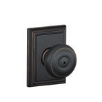 Schlage F40 GEO 716 ADD Addison Süslemeli Gürcü Kapı Topuzu, Yatak ve Banyo Gizlilik Kilidi, Eskitilmiş Bronz