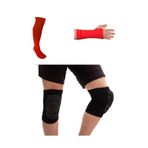 SCHMILTON Sport Voleybol Dizlik, Voleybol Kolluk, Çorap Seti, Kırmızı, L Beden