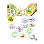 Schmülzer Manyetik Puzzle - Ingilzce Türkçe Eşleştirmeli 2'li 26 Parçalı Hayvan,meyve,taşıt
