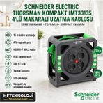 Schneider Electric Thorsman IMT33137 Topraklı 15 M 4'lü Makaralı Uzatma Kablosu - Yeşil - Siyah - 15 metre 4 priz uzatma kablosu