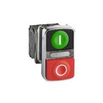 Schneider Electric XB4BW73731B5, Yeşil-Kırmızı Start-Stop Çiftli Buton, 1NA-1NK, Yaylı Tip, 24V Ledl