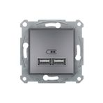 Schneider EPH2700262 2'li 2.1A Asfora Çelik Usb Prizi