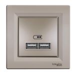 Schneider EPH2700269 2'li Asfora Bronz 2.1A Usb Priz