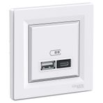 Schneider EPH2700321 2.4A Type A+C Çerçeveli - Asfora Beyaz USB Şarj Prizi
