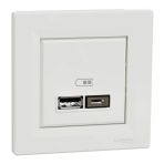 Schneider EPH2700321 Asfora 2li 2.4 Beyaz Çerçeveli USB Prizi